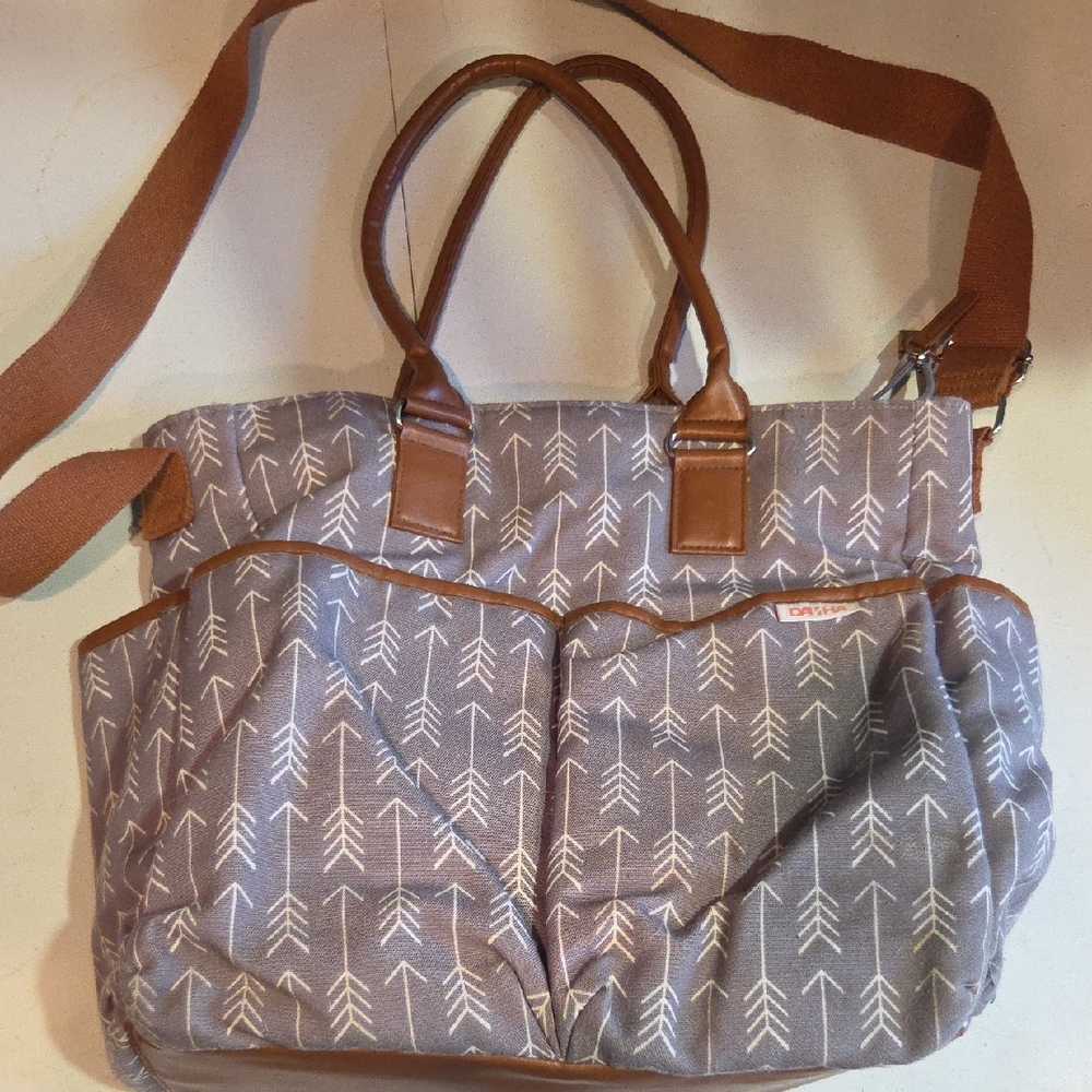 Gray and Brown Diaper Bag
